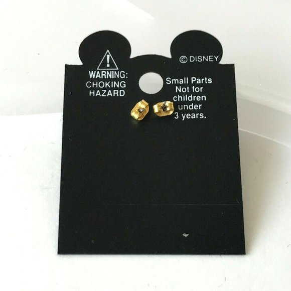 Vintage Disney Mickey Minnie Mouse Earrings Crystal Gold Plated Dainty Sparkly - Picture 4 of 5